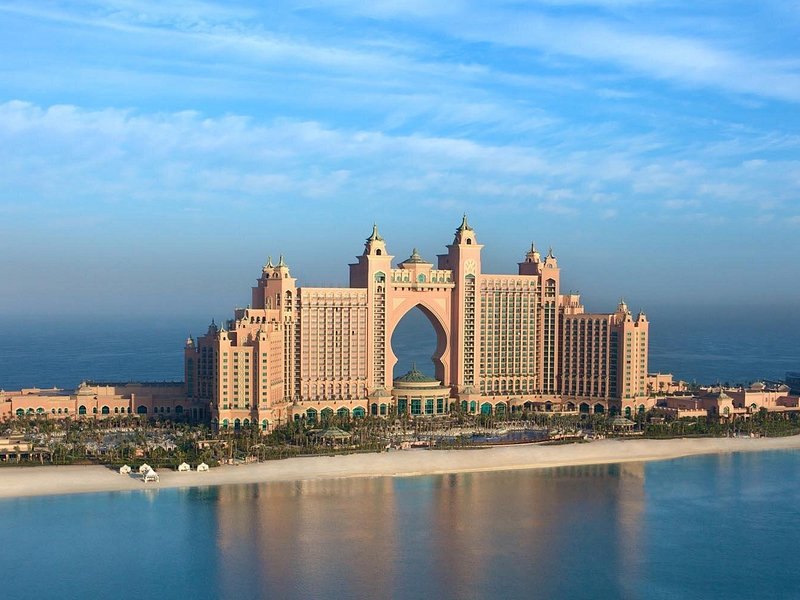 Atlantis The Palm at the head of Palm Jumeirah, seen from the water